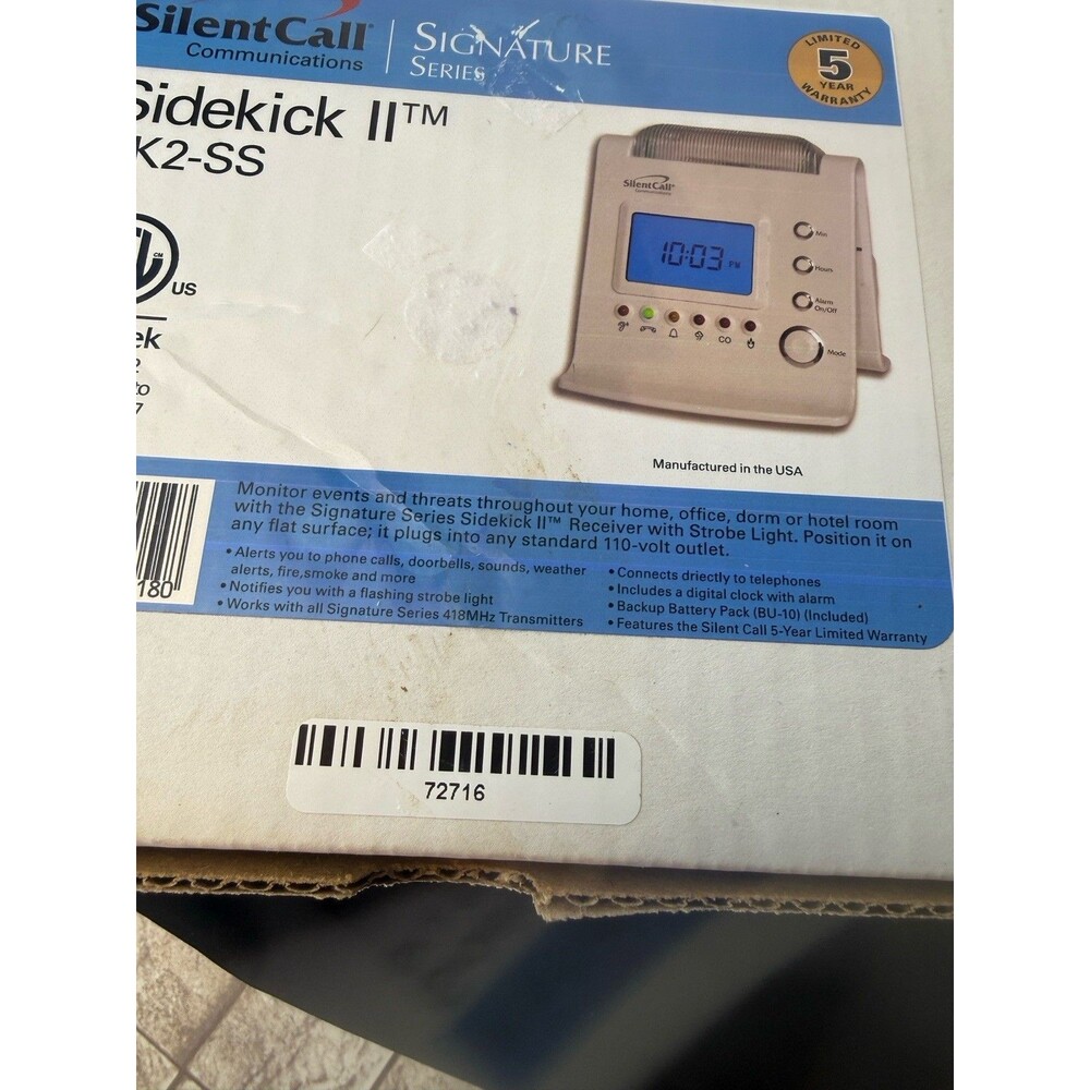 SilentCall Sidekick II SK2-SS Receiver w/ Strobe Light Clock Deaf Hard Hearing- - Picture 4 of 16